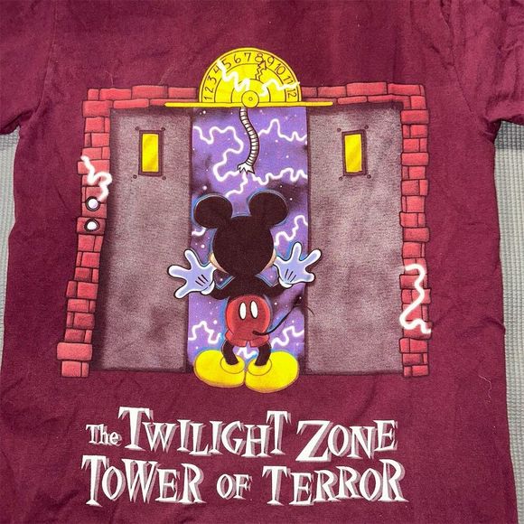 Vintage Disney Tower of Terror T-Shirt Maroon Unisex S Graphic Print - Picture 2 of 9